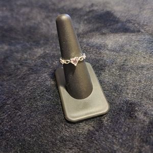 3/$10-Silver pink heart CZ ring